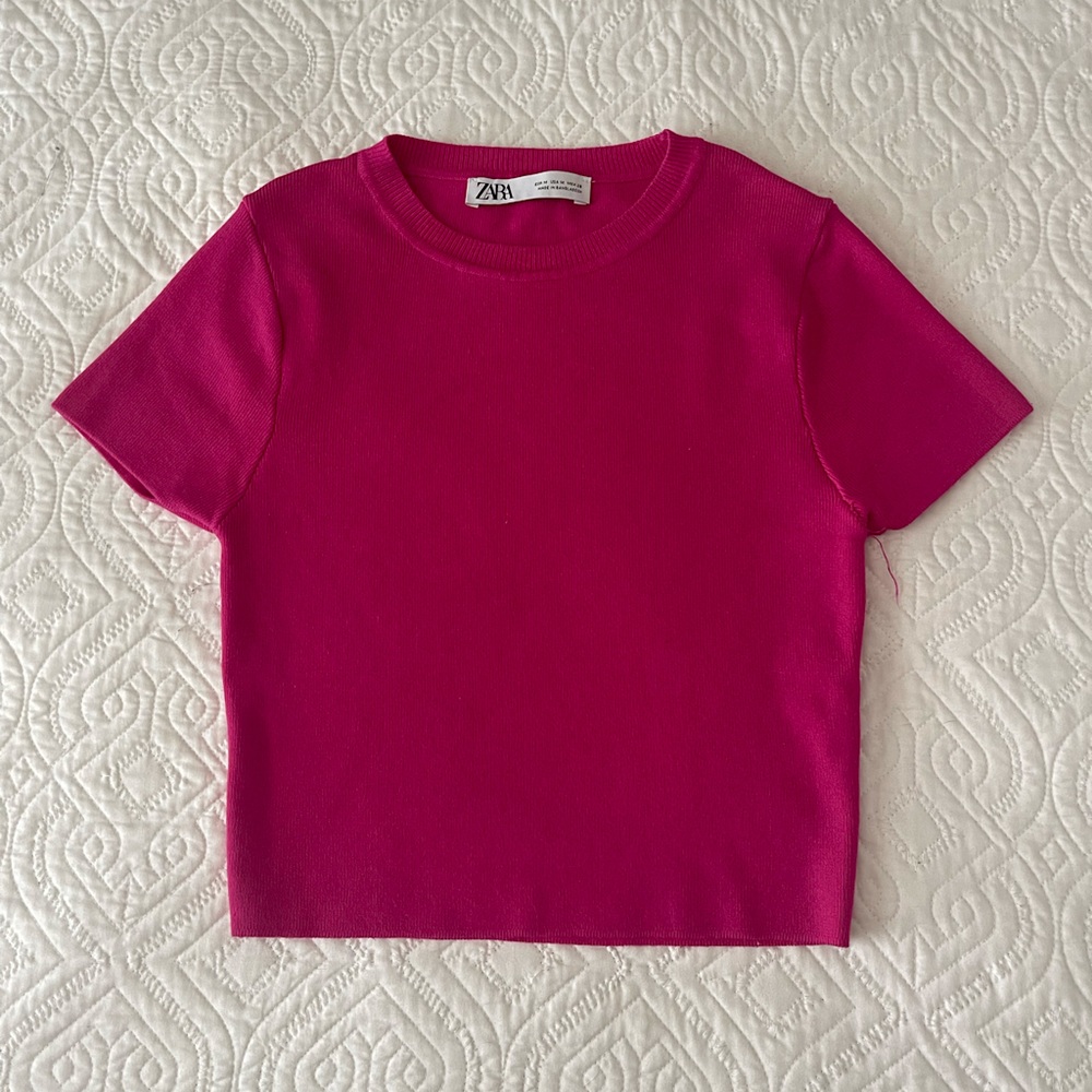 Pink Zara no crop mini tee size medium